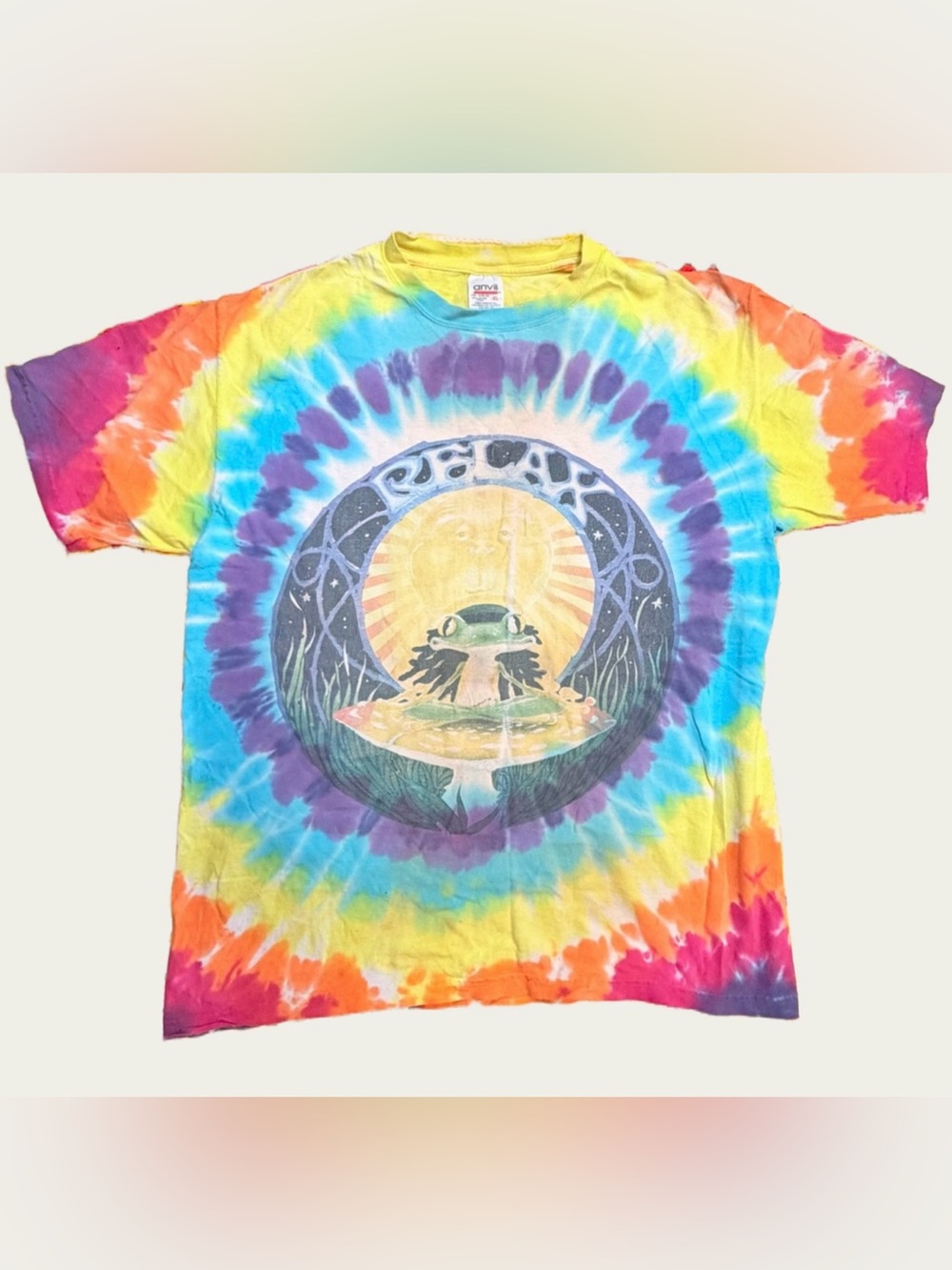 Vintage Tie Dye Rasta Frog Relax Smoking Peace Pipe Single Stitch 90s Men's XL